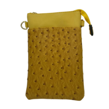 Designer Leather Ostrich Pattern Cross Body Bag Mustard - £20.85 GBP