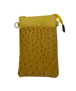 Designer Leather Ostrich Pattern Cross Body Bag Mustard - $26.51