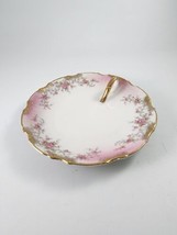 Vintage Lefton China Lemon Dish KF1379R White with Pink roses Gilt handle Edge - £10.90 GBP