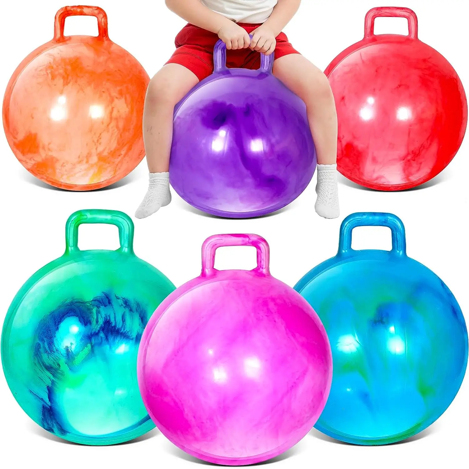 18&quot; Hopper Ball with Handle Bouncing Ball Marble Bouncy Balls Hopping Toys - £16.01 GBP