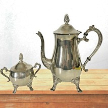 Vintage EP BRASS Silver Plated on Brass 2 piece Tea Pot Sugar Bowl Set  - £46.59 GBP