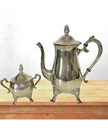 Vintage EP BRASS Silver Plated on Brass 2 piece Tea Pot Sugar Bowl Set  - $59.39