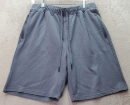 Eddie Bauer Sleepwear Shorts Mens Large Blue Cotton Zip Pockets Logo Dra... - $18.44
