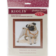RIOLIS Cted Cross Stitch Kit 9.75&quot;X9.75&quot;-Pug Dog(14 Ct) - £17.78 GBP