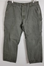 Carhartt Mens B11 Mos Moss Green Dungaree Cotton Canvas Work Pants 38x32 - $27.72