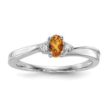 Silver  Citrine &amp; Diamond Birthstone Ring QBR25NOV - £66.21 GBP