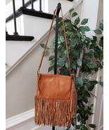 Carlos Santana Crossbody Womens Brown Polyurethane Lined Fringe Shoulder... - $51.45 CAD