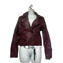 Blank NYC Moto Biker  Vegan Leather Burgundy Plum Jacket Size S - £39.28 GBP