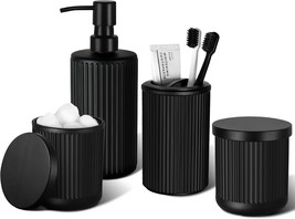 Matte Black Bathroom Accessories Set, 4 Pcs Glass Bathroom Accessory Set... - €33,22 EUR