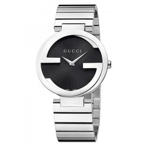 Gucci Watch Interlocking G Ladies 37mm Silver Black YA133307 - £495.39 GBP