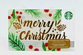 Starbucks Coffee Gift Card 2016 Merry Christmas Holiday Pine Gold Zero B... - £8.66 GBP