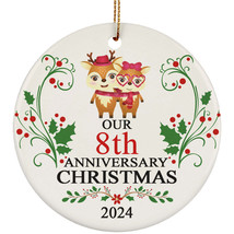 Cute Deer Couple Ornament Our 8th Anniversary Christmas 8 Year Keepsake ... - $15.79