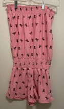 Love Rocks Juniors Sleeveless Romper Size M Pink &amp; Black Skulls Bust 30” To 36” - £5.56 GBP