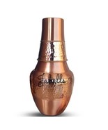 Pure Copper Hammered Lacquer Coated Surai Shaped Bedroom Bottle with a B... - $58.95