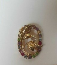 Multi-Color Rhinestone Faceted Oval Brooch - $9.41