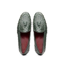 Aubiere Genuine Ostrich Quill Tassel Loafers Shoes Forest Green image 5