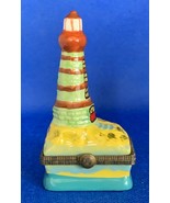 Vintage Porcelain Pill Box, Lighthouse, Hand Painted, 3.5&quot; Tall, Made in... - $46.53