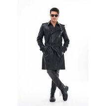 Vinci The Firenze Black Leather Men Leather Trench Coat Jacket image 2