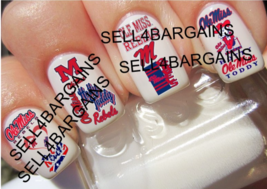 28 OLE MISS UNIVERSITY OF MISSISSIPPI LOGOS》14 DIFFERENT DESIGNS Nail Ar... - £11.00 GBP