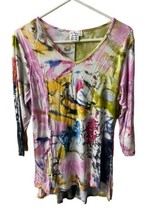 Parsley &amp; Sage Womens Size S Stretch 3/4 Sleeved Multicolor Tunic Top Stretchy - £18.19 GBP