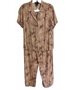 Pant Suit Van Heusen Women’s 2 Piece Set Rayon Large Pink Bamboo Leaf Pa... - $413.96 MXN