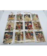 VTG 1994 Complete Set Of 12 Coca Cola Santa Stamp Ornaments 22K Gold Pla... - £71.54 GBP