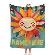 Luxurious Personalised Sunshine Flower Blanket – Soft Custom Name Comfort Throw - $32.30+