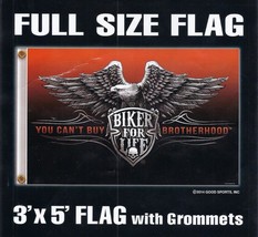 DELUXE BIKER FOR LIFE YOU CAN&#39;T BUY BROTHERHOOD EAGLE 3X5 FLAG FULL SIZE - $12.82