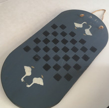 vintage handcrafted country blue  geese hanging checker board shabby far... - $14.35