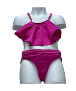 OLD NAVY Swimsuit 2 Piece Flounce Bandeau Fuchsia Big Girls Size S - $118.85 MXN