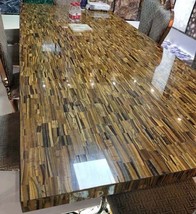 Uniquely Crafted Tiger Eye Stone Dining Table Masterpiece of Handmade Fu... - $642.84+