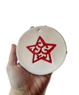 1Pc Red Star Handmade Ceramic Decorative Wall Hanging For Holiday Home D... - £24.49 GBP