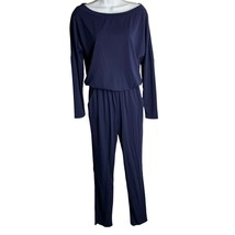 Brittany Humble Off Shoulder Jumpsuit XS Blue Elastic Waist Pockets Long... - £21.92 GBP