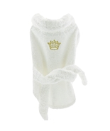 Doggie Design White100% Cotton Terry Cloth Dog Bathrobe with Gold Crown ... - $29.99