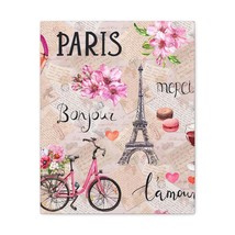 Eiffel Tower Pink Bike Paris Illustration France Canvas Artwork Breathtaking Fr - £67.74 GBP+