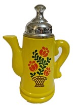 Vintage 1971-74 Avon Yellow Coffee Pot Empty Cologne Bottle Yellow 5.5 Inches  - $8.64