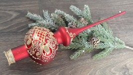 Red Christmas glass tree topper 33cm, vintage tree topper Christmas glas... - $29.93