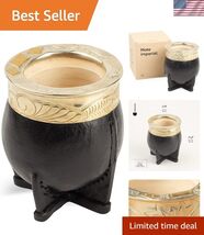 Premium Yerba Mate Gourd Original Natural Calabash Teacup – Black Leathe... - $196.00