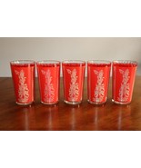 5x Vintage Culver Red Gold Siam Thai Goddess Tumbler Highball Drinking G... - $29.99