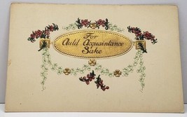 Greeting For Auld Aquaintance Sake Embossed Gold Gilded Germany Postcard... - $6.95