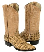 Mens Rustic Sand Cowboy Boots Real Leather Embossed Crocodile Tail Weste... - €94,67 EUR