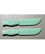 Green Jade Glass Fruit / Cake Knives Set Of 2 Unbranded - READ - $164.47 CAD
