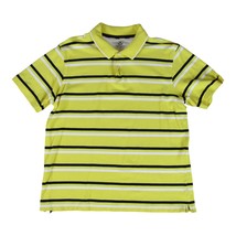 Mens Club Room Polo Shirt Large Yellow Striped Short Sleeve Button Down ... - £10.55 GBP