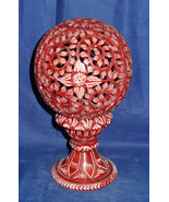 6.5&quot; Marble Candle Holder Lamp Red Color Hand carved Aroma Lamp Home Dec... - £130.11 GBP