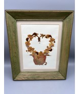 Vtg Botanical Art Framed Pressed Flower Heart Green Wood Frame Wall Decor - $406.24 MXN