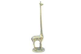 Antique Seaworn Bronze Cast Iron Giraffe Extra Toilet Paper Stand 19&quot; - £58.28 GBP