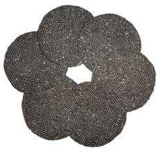 Wedding Coaster set of 6 drink coasters Handmade grey beads hand beaded ... - $25.73