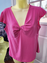 womens pink top size LG blouse short cap sleeves womens clothing By Fash... - £5.56 GBP