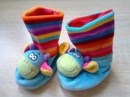 Multicolor Plush Donkey Baby Slippers  with Rattle, Non-slip Shoes 10cm - £8.84 GBP