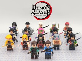 Demon Slayer Kimetsu No Yaiba Tanjiro Akaza Tengen Uzui 17pcs Minifigures Bricks - $34.49